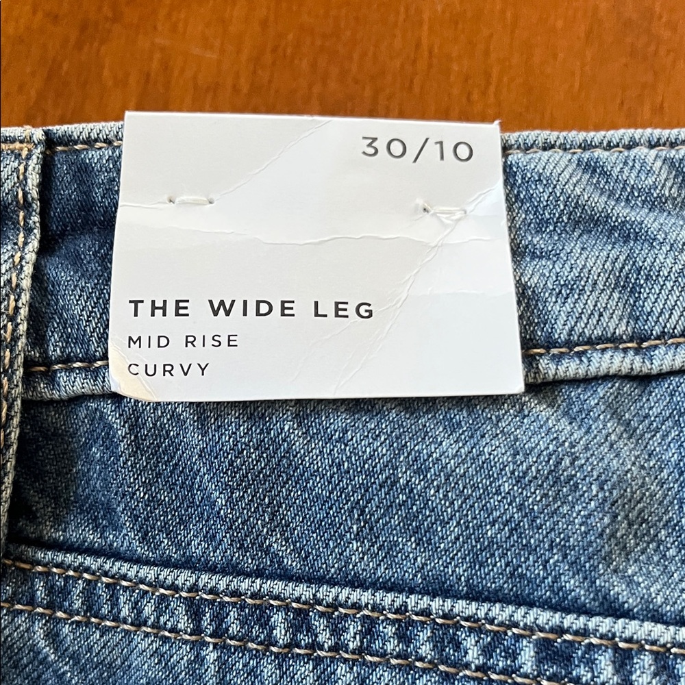 LOFT Wide Leg Mid-Rise Jeans - Blue Denim